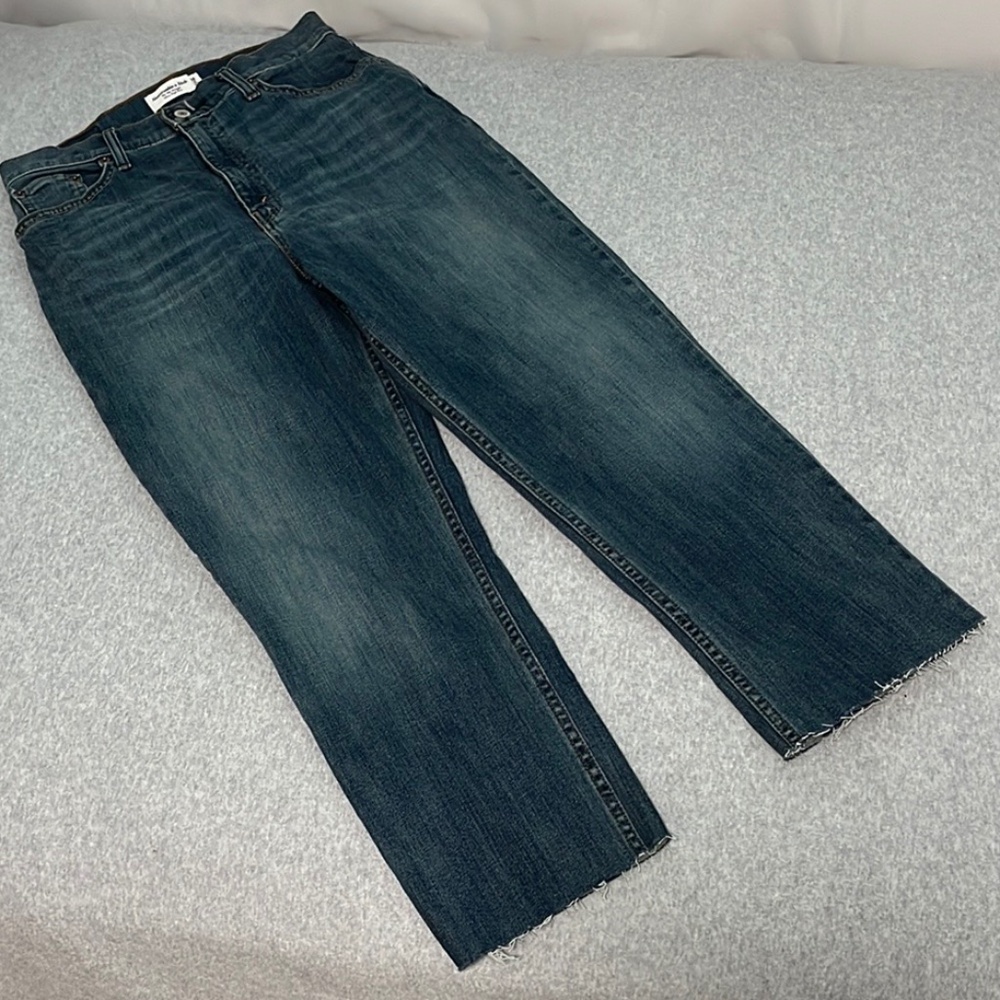 Abercrombie & Fitch 90s Straight Jeans Size 28 Ultra High Rise Curve Love Crop